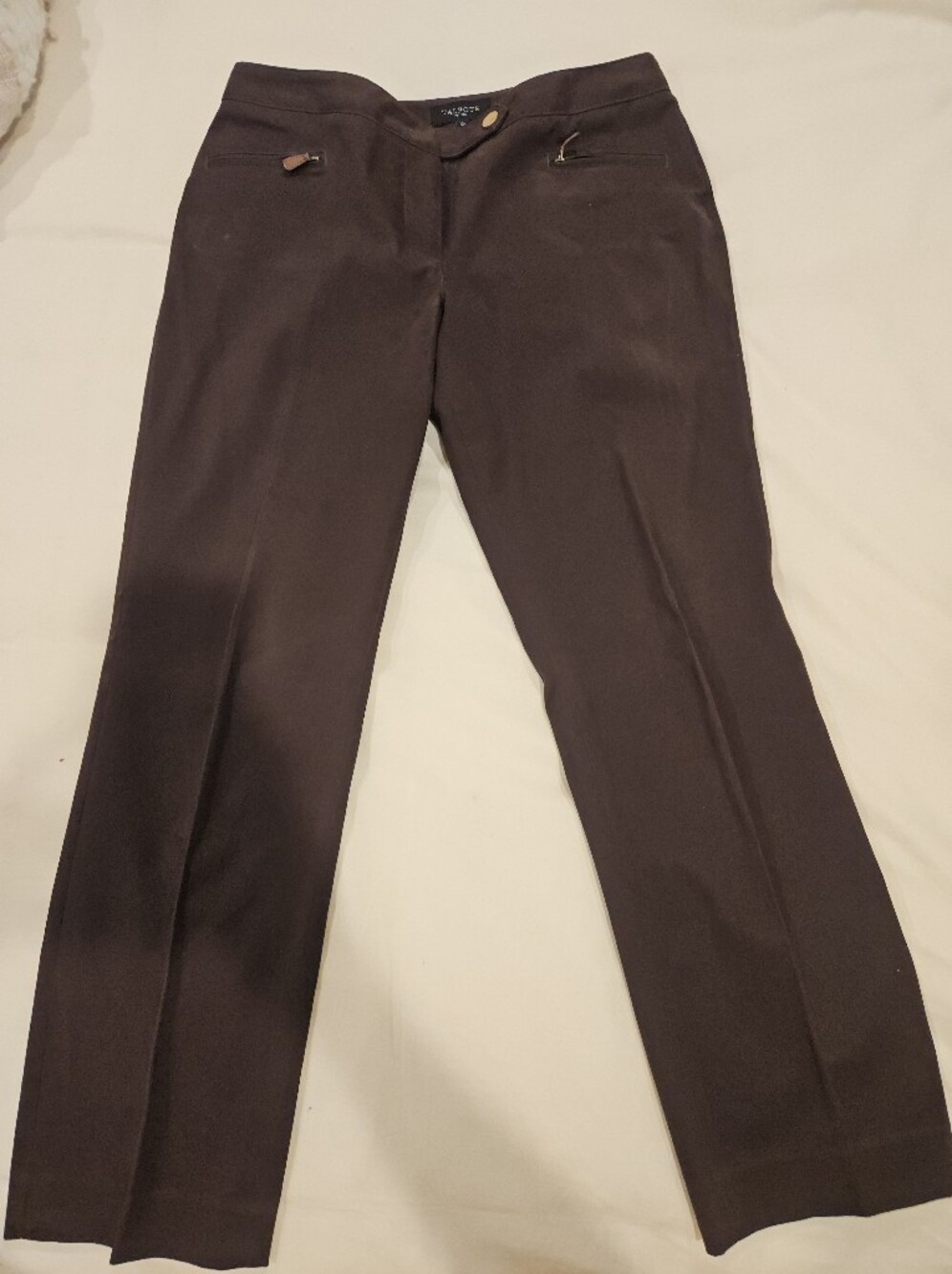Talbots Petites Signature Chocolate Brown Pants Womens Size 10P Zipped Pockets.